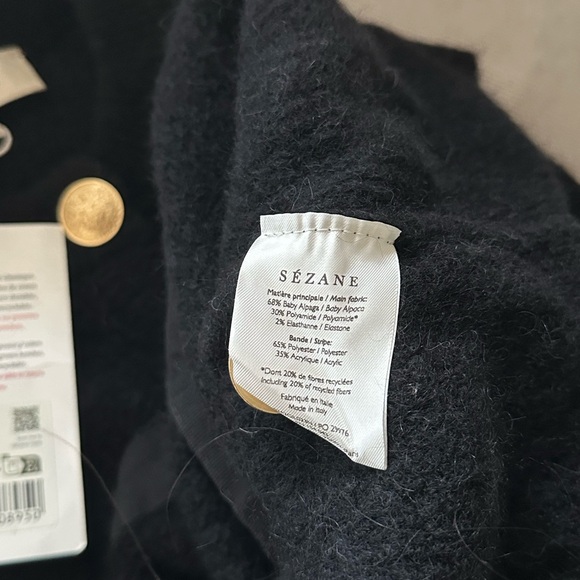 Sezane Othello Black Cardigan with Gold Buttons - Picture 8 of 9